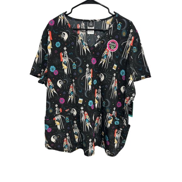 Disney NWT Nightmare Before Christmas Scrub Top SZ XXL - Picture 1 of 10